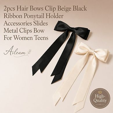 Live2Pedal 2pcs Oversize Hair Bow Clips Satin Ribbon Ponytail Holders Alligator Clips
