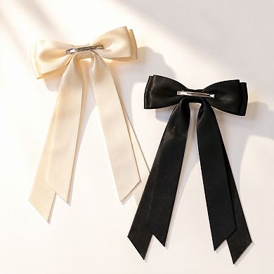 Live2Pedal 2pcs Oversize Hair Bow Clips Satin Ribbon Ponytail Holders Alligator Clips