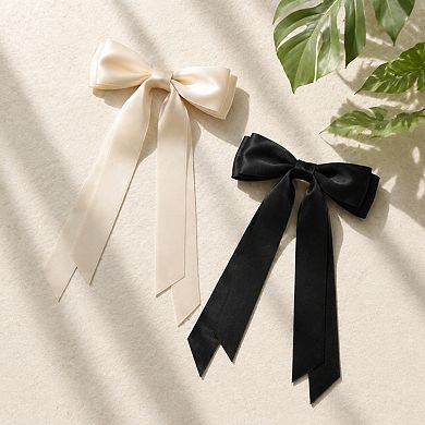 Live2Pedal 2pcs Oversize Hair Bow Clips Satin Ribbon Ponytail Holders Alligator Clips