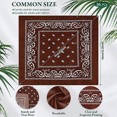 Live2Pedal 36 Pieces Paisley Bandanas Polyester Head Scarf Cowboy Party Costume