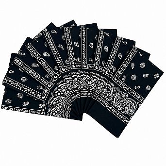 Live2Pedal 10 Pack Cotton Bandanas Thick Colorfast Full Size Machine Washable