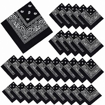 Live2Pedal 30 pc Paisley Bandanas Unisex Multi-purpose Cowboy Headbands Square Scarf Head Wrap