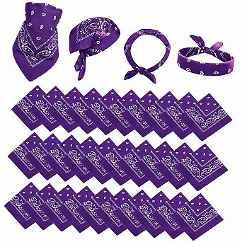 Live2Pedal 30 pc Paisley Bandanas Unisex Multi-purpose Cowboy Headbands Square Scarf Head Wrap
