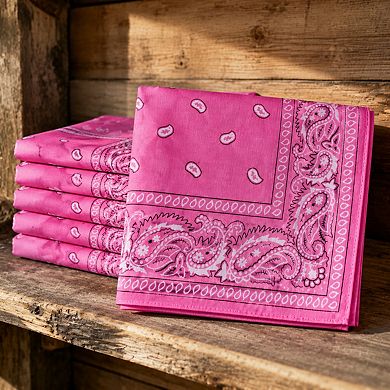 Live2Pedal 6 Pack Pure Cotton Bandanas Unisex Multi-purpose Face Mask Headband Handkerchief