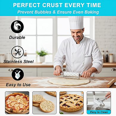 Stainless Steel Pizza Dough Docker with Spikes for Pastry