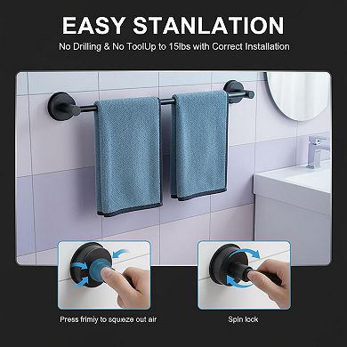 Adjustable Suction Cup Towel Bar Stainless Steel Bath Holder