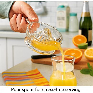 Citrus Juicer Reamer with Handle and Pour Spout Heavyweight Glass