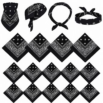 Live2Pedal 14 pc Paisley Print Bandanas Novelty Headwraps for Women Men Boy Girl