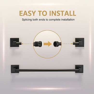 Matte Black 24 Inch Towel Bar 304 Stainless Steel Wall Mounted Bathroom Rack