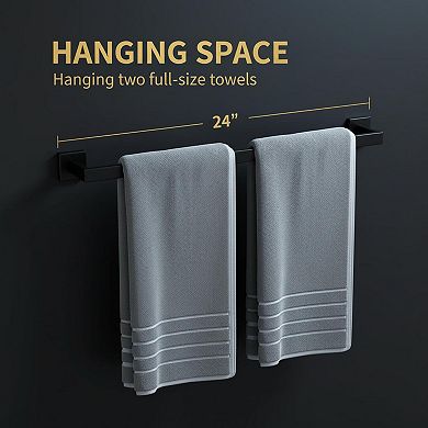 Matte Black 24 Inch Towel Bar 304 Stainless Steel Wall Mounted Bathroom Rack