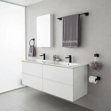 Matte Black 4-Piece Bathroom Hardware Set Stainless Steel Towel Bar Ring Robe Hook TP Holder