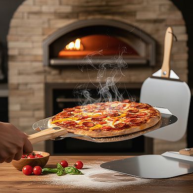 Aluminum Pizza Peel with Foldable Wood Handle for Easy Storage