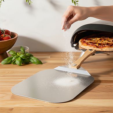 Aluminum Pizza Peel with Foldable Wood Handle for Easy Storage
