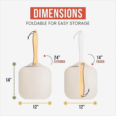Aluminum Pizza Peel with Foldable Wood Handle for Easy Storage