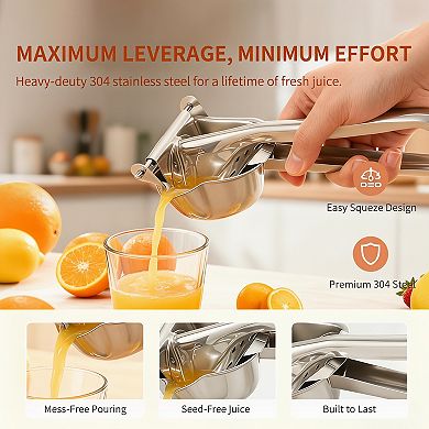 Stainless Steel Lemon Squeezer Heavy Duty Manual Citrus Juicer