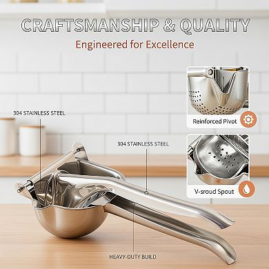 Stainless Steel Lemon Squeezer Heavy Duty Manual Citrus Juicer