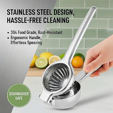 Stainless Steel Lemon Squeezer Heavy Duty Solid Metal Press