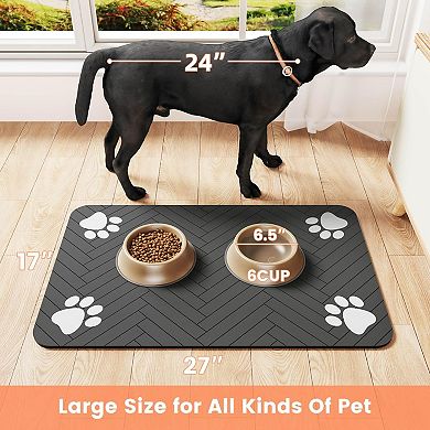 Absorbent Pet Feeding Mat with Waterproof Rubber Backing