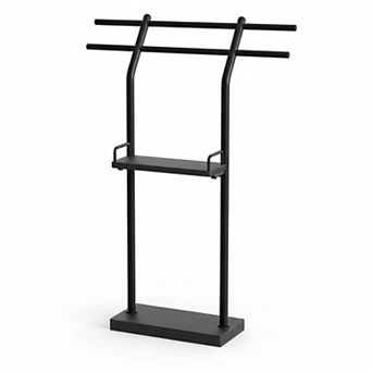 Free Standing Towel Rack 4 tier Storage Double Rods Sturdy Metal