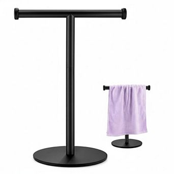 Matte Black Hand Towel Holder Countertop Stand T-shape for Bathroom Kitchen Stable Base