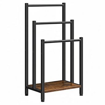 Freestanding 3 tier Towel Rack Blanket Holder Industrial Metal Rustic Brown Black