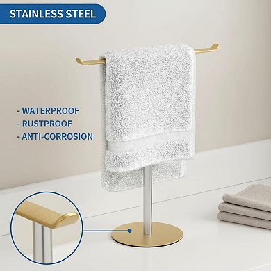 Stainless Steel Hand Towel Stand T-Shape Holder Multifunctional for Bathroom Kitchen