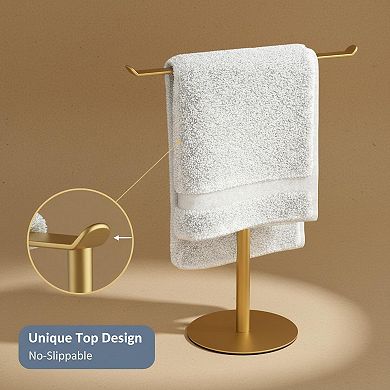Stainless Steel Hand Towel Stand T-Shape Holder Multifunctional for Bathroom Kitchen