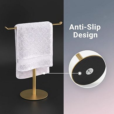 Stainless Steel Hand Towel Stand T-Shape Holder Multifunctional for Bathroom Kitchen