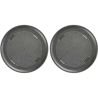 Nonstick Pizza Pan Set of 2 Perforated Round Carbon Steel