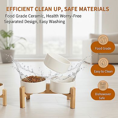 Raised Double Dog Feeding Bowls for Small Medium Dogs