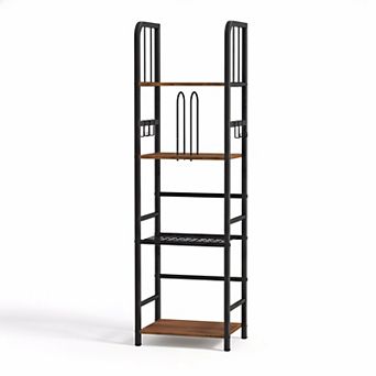Free Standing 4 tier Towel Rack Metal Storage Shelf M-Shaped Dividers Bathroom Pool Organizer