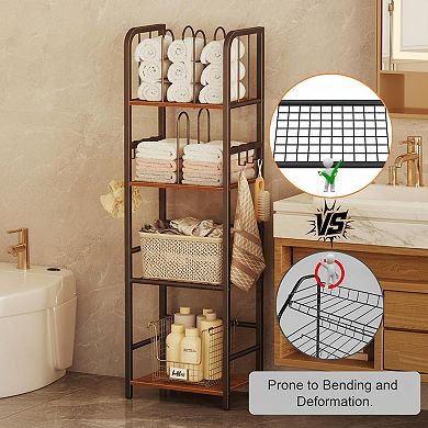 Free Standing 4-Tier Towel Rack Metal Storage Shelf M-Shaped Dividers Bathroom Pool Organizer