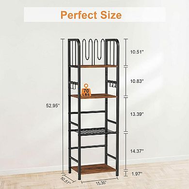 Free Standing 4-Tier Towel Rack Metal Storage Shelf M-Shaped Dividers Bathroom Pool Organizer