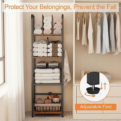 Free Standing 4-Tier Towel Rack Metal Storage Shelf M-Shaped Dividers Bathroom Pool Organizer