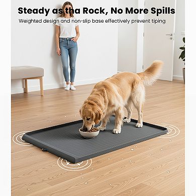 Dog Food Mat Large Waterproof with Raised Edges Non Slip