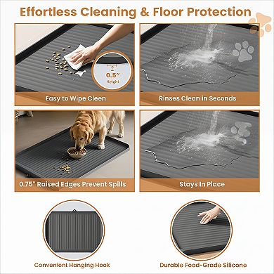 Dog Food Mat Large Waterproof with Raised Edges Non Slip
