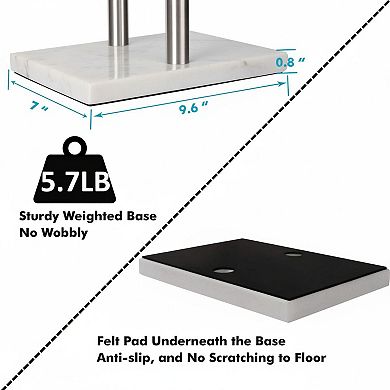 Stainless Steel 2-Tier Standing Towel Rack T-Shape Marble Base Brushed Nickel