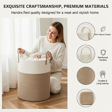 Woven Cotton Rope Laundry Hamper Versatile Storage Basket