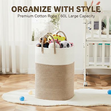 Woven Cotton Rope Laundry Hamper Versatile Storage Basket