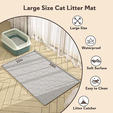 Cat Litter Mat Large 34x22 Inch Waterproof Silicone Pad