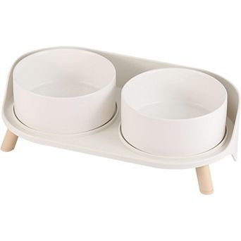 Elevated Ceramic Dog Bowl Set Double with Stand Splash Proof