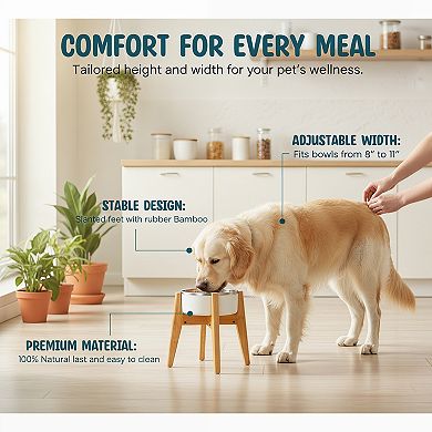 Adjustable Sideways Dog Bowl Stand Bowls Not Included