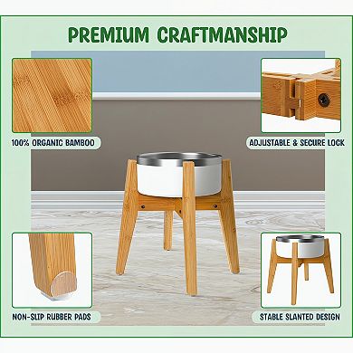 Adjustable Sideways Dog Bowl Stand Bowls Not Included