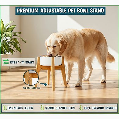 Adjustable Sideways Dog Bowl Stand Bowls Not Included