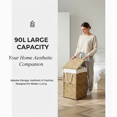 Laundry Hamper with Lid Large Capacity Synthetic Rattan