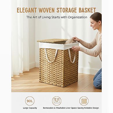 Laundry Hamper with Lid Large Capacity Synthetic Rattan