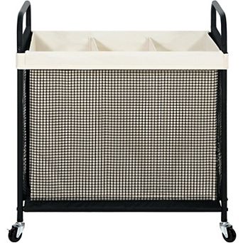Laundry Hamper 3 Section Rolling Sorter Cart with Wheels