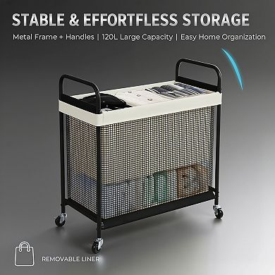 Laundry Hamper 3 Section Rolling Sorter Cart with Wheels