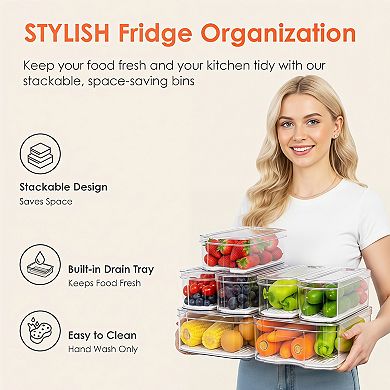Fridge Organizers and Storage 6 Pack Clear Bins with Lids