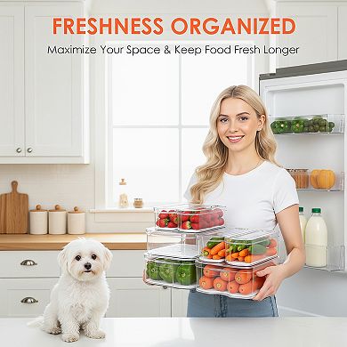 Fridge Organizers and Storage 6 Pack Clear Bins with Lids